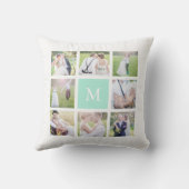 Coussin Monogramme personnalisé Simple Carré blanc Collage (Verso)