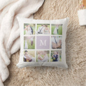 Coussin Monogramme personnalisé Simple Carré blanc Collage (Couverture)