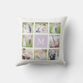 Coussin Monogramme personnalisé Simple Carré blanc Collage (Verso)