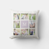Coussin Monogramme personnalisé Simple Carré blanc Collage (Recto)