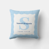 Coussin Monogramme personnalisé Statistiques bébé Keepsaké (Verso)