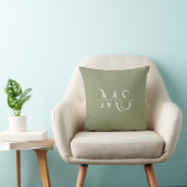 Coussin Monogramme personnalisé vert blanc initial & nom (Chaise)