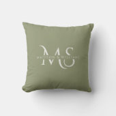 Coussin Monogramme personnalisé vert blanc initial & nom (Recto)