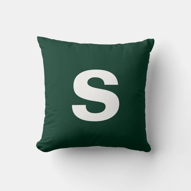 Coussin Monogramme personnalisé Vert foncé initial (Recto)