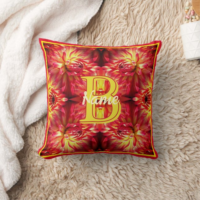 Coussin Monogramme personnalisé Votre initiale Nom Fleur d (Couverture)