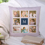 Coussin Monogramme photo couleur Arrière - plan modifiable<br><div class="desc">Monogramme coussin avec 8 photos carrés disposées dans une grille avec une bordure blanche autour d'eux sur l'avant et l'arrière, ce qui en fait 16 photos au total que vous pouvez remplacer par vous-même photos tout contre une couleur arrière - plan modifiable (cliquez sur "personnaliser" pour changer la couleur arrière...</div>