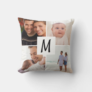 Coussin Monogramme photo multiple famille