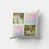 Coussin Monogramme Photo Noël Fête Cheval Iridescente (Verso)