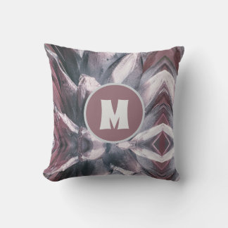 Coussin Monogramme Picots de Pineapple en Argent Abstrait