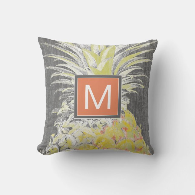 Coussin Monogramme | Pinneapple jaune tropical (Recto)