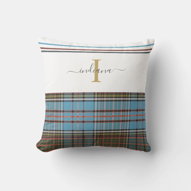 Coussin Monogramme plaqué Clan Anderson Rustic Tartan (Recto)