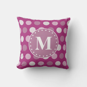 Coussin Monogramme Pois rose gras