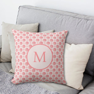 Coussin Monogramme Pois rose pâle