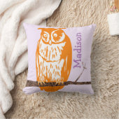 Coussin Monogramme Purple Corail Orange Bébé Chouette Vint (Couverture)