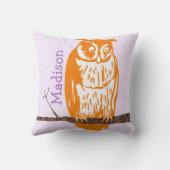 Coussin Monogramme Purple Corail Orange Bébé Chouette Vint (Verso)