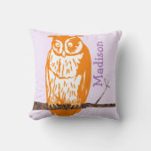 Coussin Monogramme Purple Corail Orange Bébé Chouette Vint (Recto)