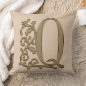 Coussin Monogramme Q Crème Mocha, Famille, Mariage Anniver (Couverture)