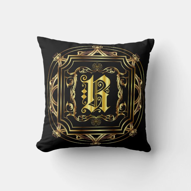 Coussin Monogramme R Convient à tous Personnaliser Éditer  (Recto)