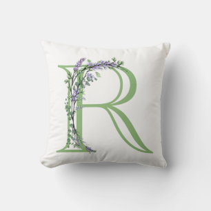 Coussin Monogramme R Lavender Eucalyptus