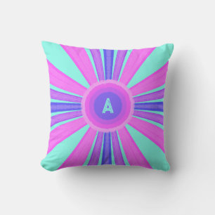 Coussin Monogramme rayé multicolore