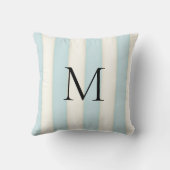 Coussin Monogramme Rayures Bleu Pâle & Blanc Antique (Verso)