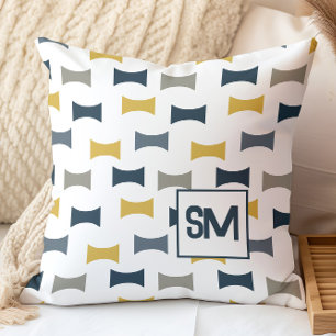 Coussin Monogramme Rétro Milieu de Siècle Géométrique Mari