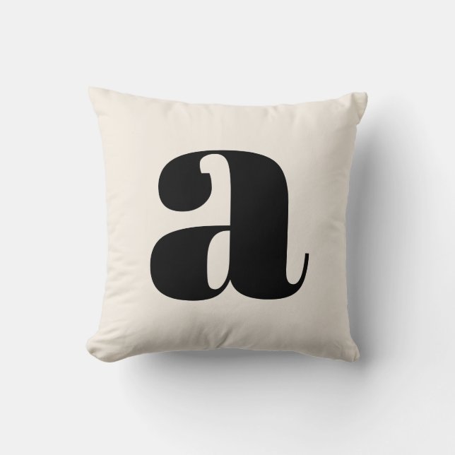 Coussin Monogramme rétro simple blanc gras (Recto)