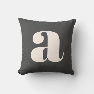 Coussin Monogramme rétro simple en noir et blanc