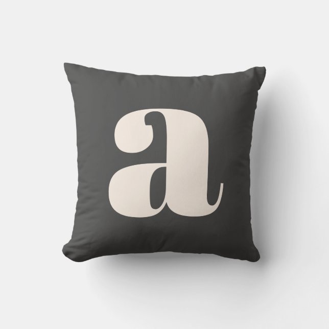 Coussin Monogramme rétro simple en noir et blanc (Recto)