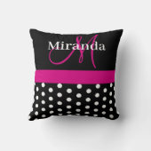 Coussin Monogramme rose chaud Pois de  d'oreiller à lancer (Verso)