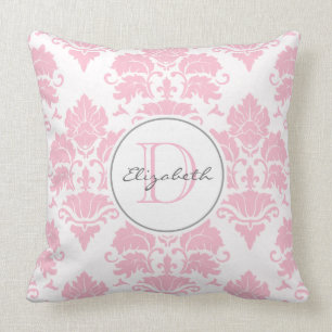 Coussin monogramme rose Damask