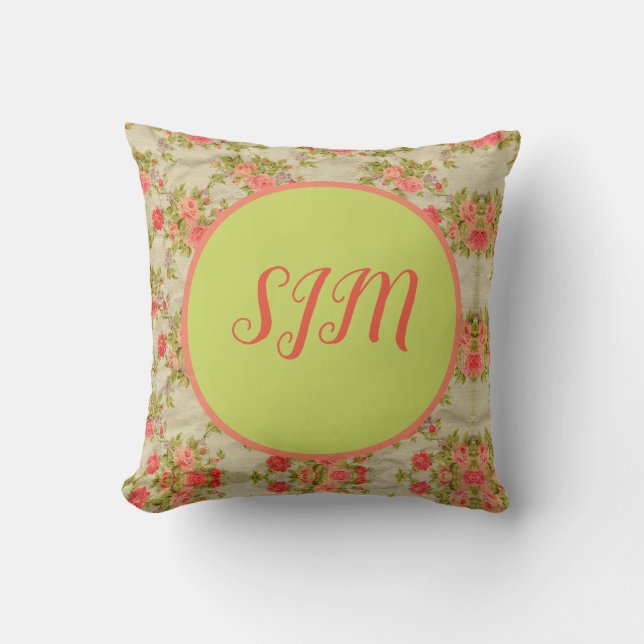 Coussin Monogramme Rose de Shabby (Recto)