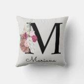 Coussin Monogramme Rose Fleur Initiale M (Verso)