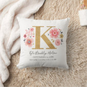 Coussin Monogramme rose Floral Lettre initiale K Statistiq (Couverture)