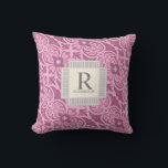 Coussin Monogramme rose géométrique<br><div class="desc">Coussin moderne et élégant avec motif rose et gris avec monogramme. Ce coussin personnalisable sera un accent parfait pour n'importe quelle maison. Conçu pour vous par Blackberry Boulevard.</div>
