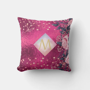 Coussin Monogramme rose métallique Rosegold Marine Parties