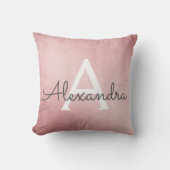 Coussin Monogramme rose or rose Nom et initiale (Recto)