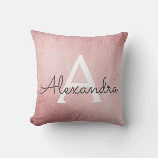 Coussin Monogramme rose or rose Nom et initiale (Recto)