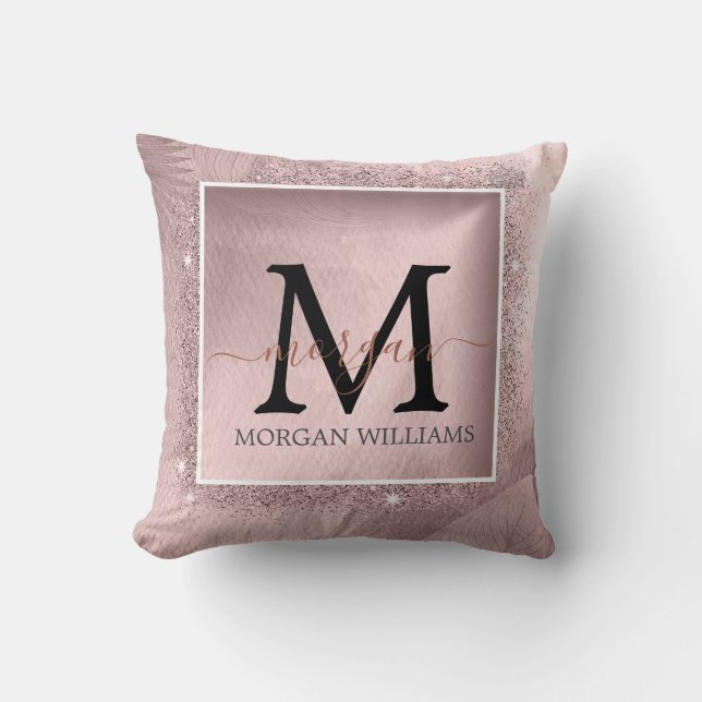 Coussin Monogramme rose Parties scintillant or (Recto)