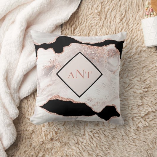 Coussin Monogramme Rose Parties scintillant or Agate noir  (Couverture)