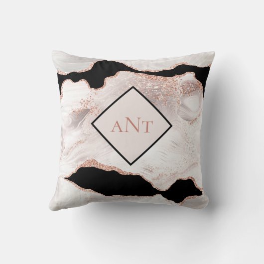 Coussin Monogramme Rose Parties scintillant or Agate noir  (Verso)