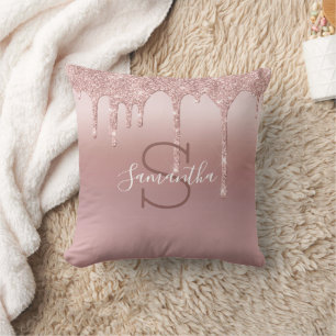 Coussin Monogramme Rose Parties scintillant or Drift Blush