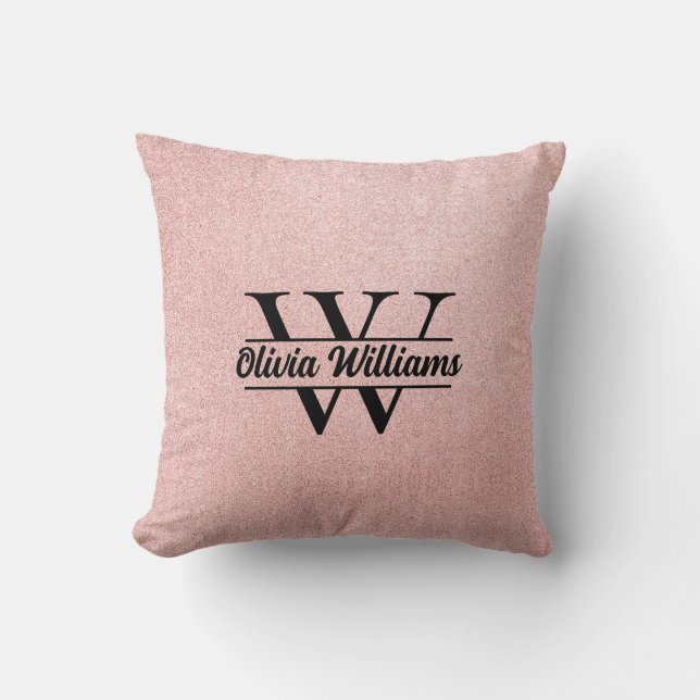 Coussin Monogramme rose Parties scintillant or | Girly Mod (Recto)