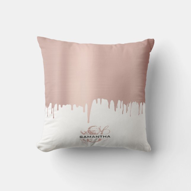 Coussin Monogramme Rose tendance Pink Gold (Recto)