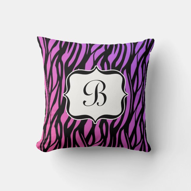 Coussin Monogramme Rose/Violet Chaud (Recto)