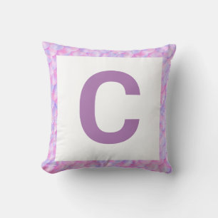 Coussin MONOGRAMME ROSE VIOLET MERMAID TRIM