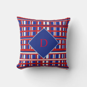 Coussin Monogramme rouge, bleu blanc Patriot
