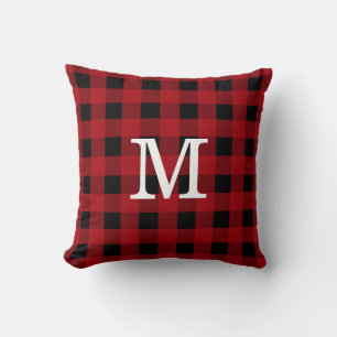 Coussin Monogramme Rouge Buffle noir Plaid Russe Cabine