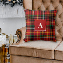Monogramme rouge classique de Noël à flanelle plat