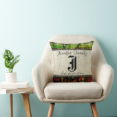 Coussin Monogramme Rustique Burlap Peinture Bois Look #5 (Chaise)